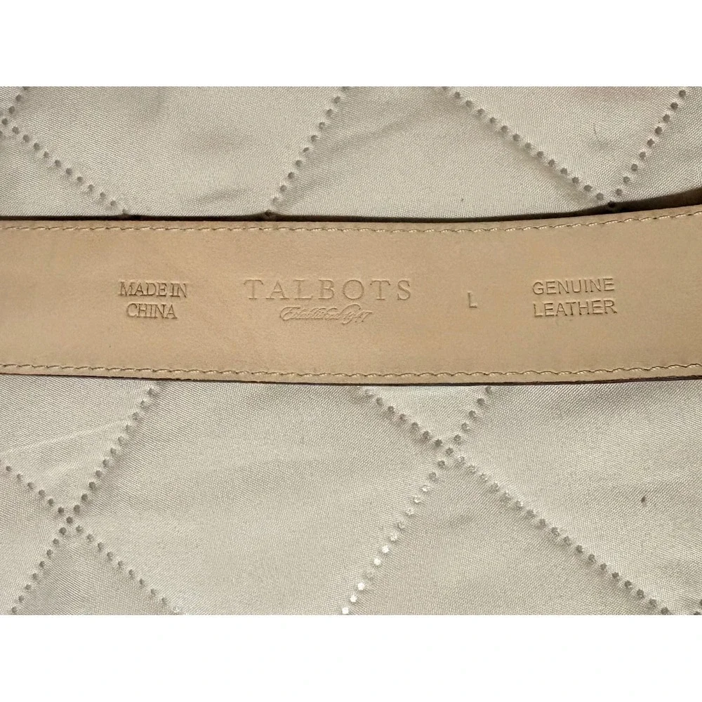 Talbots Womens Genuine Leather Belt Crocodile Embossed Brass Buckle L‎ EUC